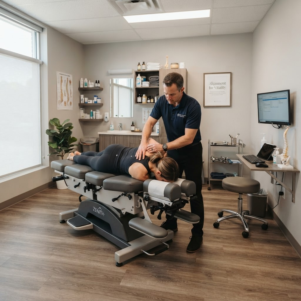 Calm chiropractic and wellness practice interior