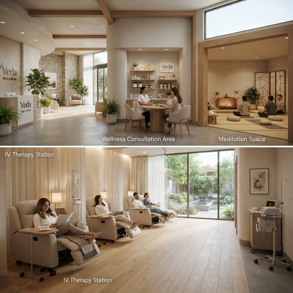 Wellness center lobby and care environment